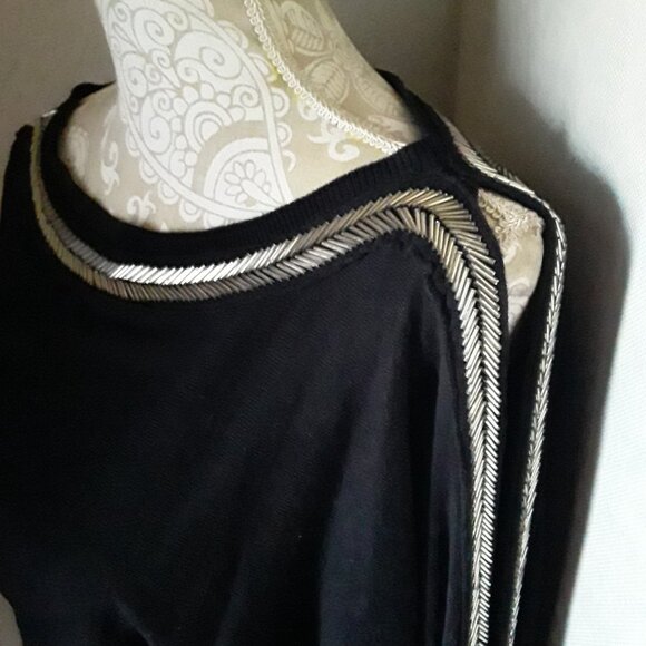 Boston Proper batwing cold shoulder dark black sweater size S - Picture 11 of 14